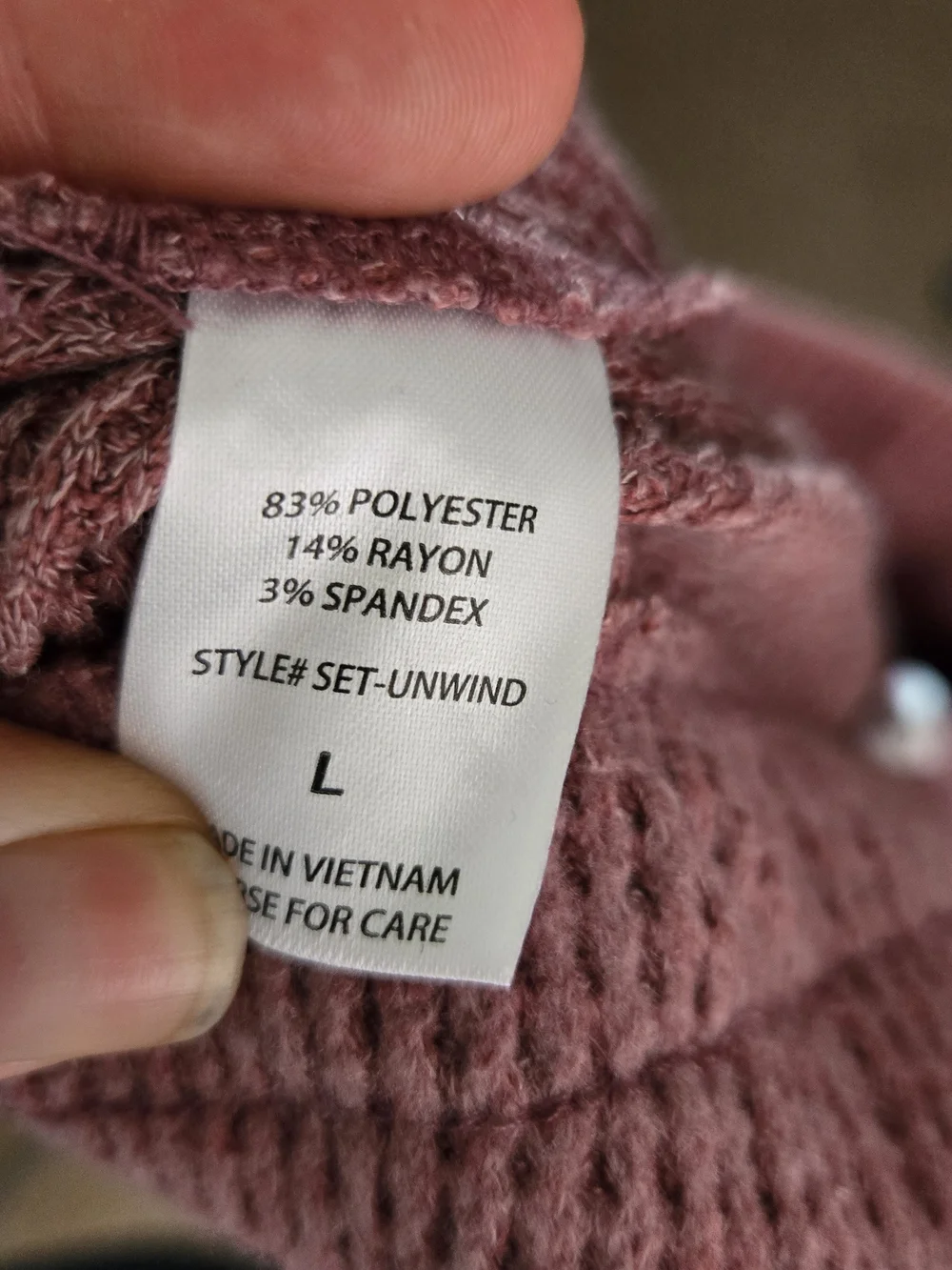 2 Piece Waffle Knit Long Open-Front Knit Cardigan With Pants - Dusty Rose Large